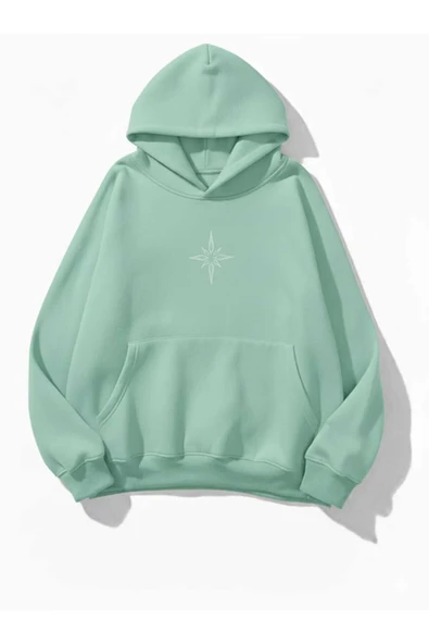 blackbonds Unisex Renkli Kapüşonlu Sweatshirt küçük pusula baskılı ürün görseli 1