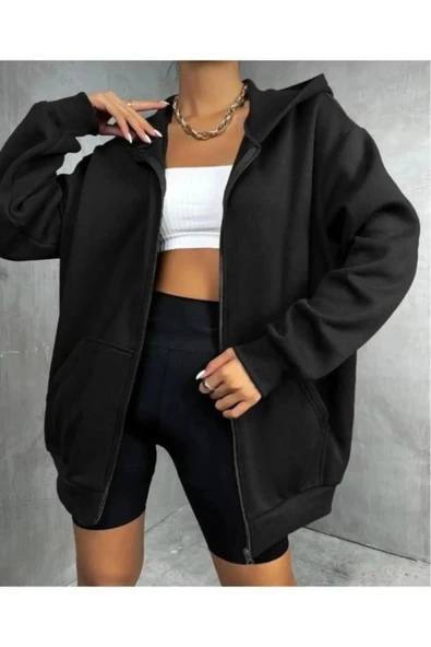 blackbonds Unisex Siyah Oversize 3 Iplik Sweatshirt ürün görseli 1
