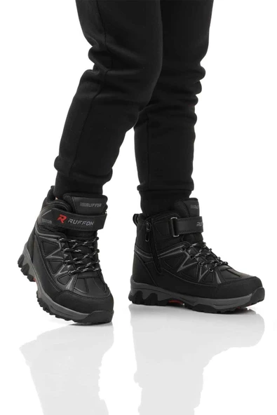 Ayakmod Siyah Polarlı Kaymaz Çocuk Outdoor Bot 2301 F ürün görseli 1