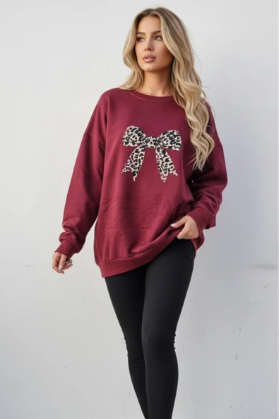 blackbonds baskılı bisiklet yaka kadın basic sweatshirt ürün görseli 1