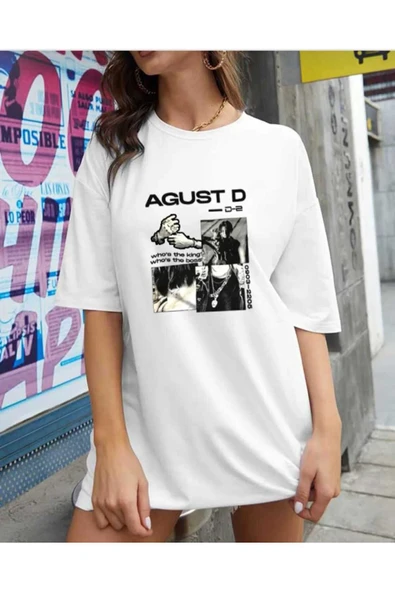 KOZİA OUTDOORS August Baskılı Oversize Tişört Basic Günlük Stil ürün görseli 1
