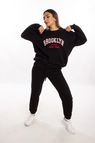 blackbonds Kadin Brooklyn Baskılı Oversize Sweatshirt - Resim 4