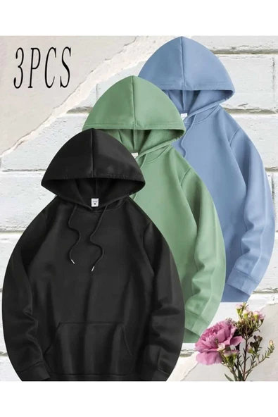 blackbonds 3'lü Avantaj Set Kapüşonlu Sweatshirt - Resim 8