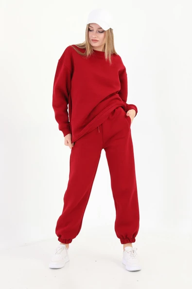 batı Bebe Mavisi Bisiklet Yaka Oversize Sweetshirt - Resim 5