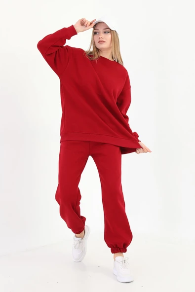 batı Bebe Mavisi Bisiklet Yaka Oversize Sweetshirt - Resim 6