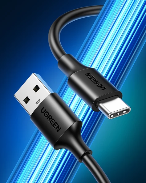 UGREEN USB-C to USB-A 3A QC Hızlı Şarj Kablosu, 0,25 Metre, Siyah, 60114 ürün görseli 1