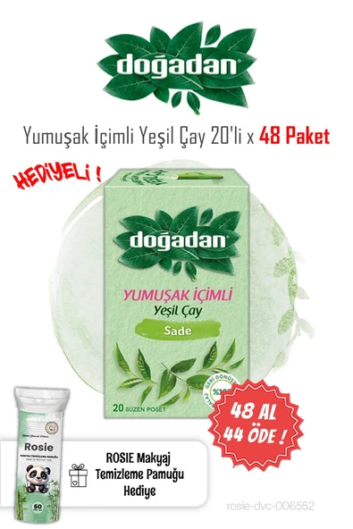 48 AL 44 ÖDE Doğadan Yeşil Çay Yumuşak İçim 20'li ve Rosie Pamuk ürün görseli 1