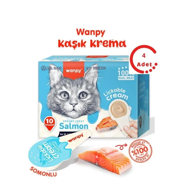 Wanpy Somonlu Kaşık Krema Kedi Ödül Maması 10x16gr x 4 Adet ürün görseli 1