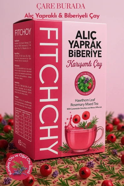 Fitchoy - Alıç Yaprağı & Biberiyeli Çay 90 Gr × 45 Adet (Oğul Otu ve Karabaş Otu İlaveli) ürün görseli 1