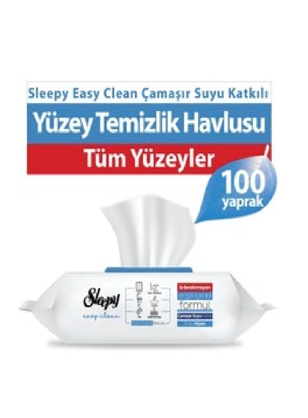 SLEEPY YÜZEY TEMİZLİK HAVLUSU ÇAMAŞIR SUYU KATKILI 100 YAPRAK ürün görseli 1
