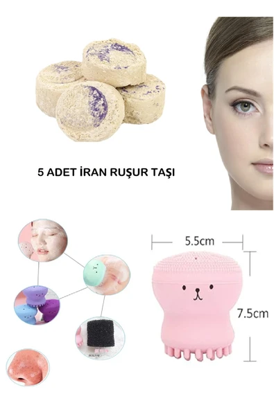 5 Adet Ruşur Taşı Mini Surat Figürlü Yüz Temizleme Silikonu ürün görseli 1