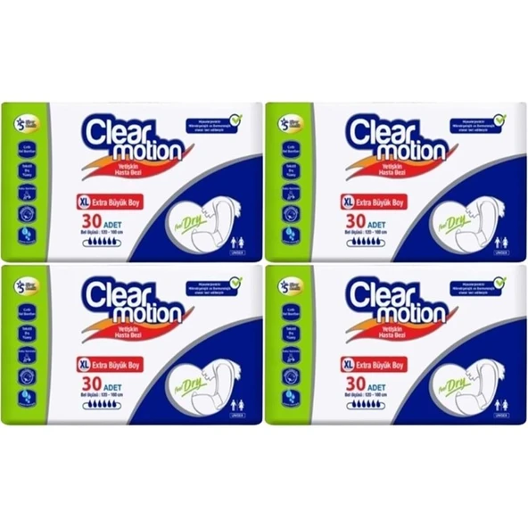 Clearmotion Yetişkin Bezi Bel Bantlı XL - Ekstra Büyük - Extra Large 120 Adet (4PK*30) ürün görseli 1