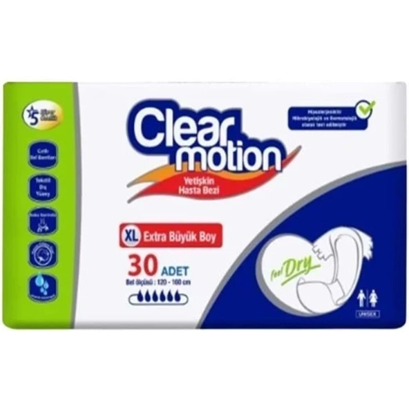 Clearmotion Yetişkin Bezi Bel Bantlı XL - Ekstra Büyük - Extra Large 30 Adet ürün görseli 1