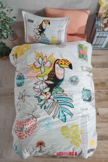 Clasy Tek Kişilik Nevresim Takım Paradise Somon ürün görseli 1