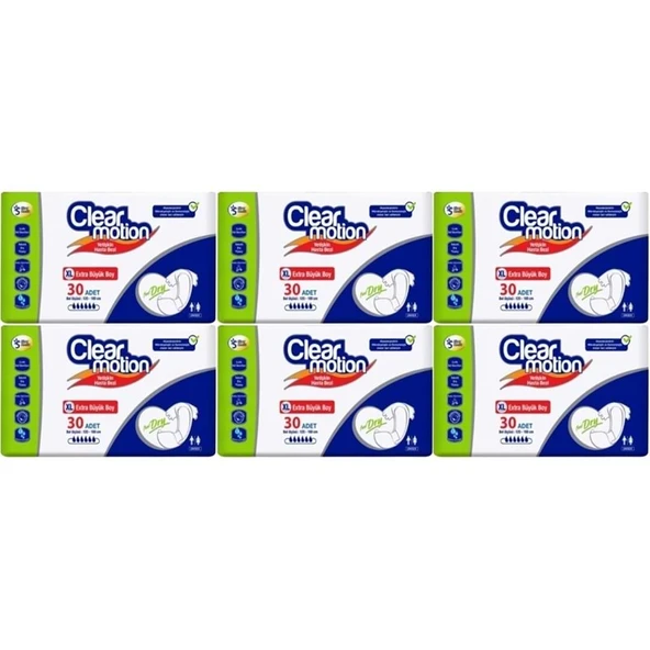 Clearmotion Yetişkin Bezi Bel Bantlı XL - Ekstra Büyük - Extra Large 180 Adet (6PK*30) ürün görseli 1