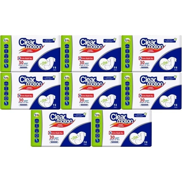 Clearmotion Yetişkin Bezi Bel Bantlı XL - Ekstra Büyük - Extra Large 240 Adet (8PK*30) ürün görseli 1