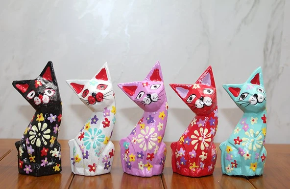 Ahşap 5'li Kedi Seti Model 2 ürün görseli 1