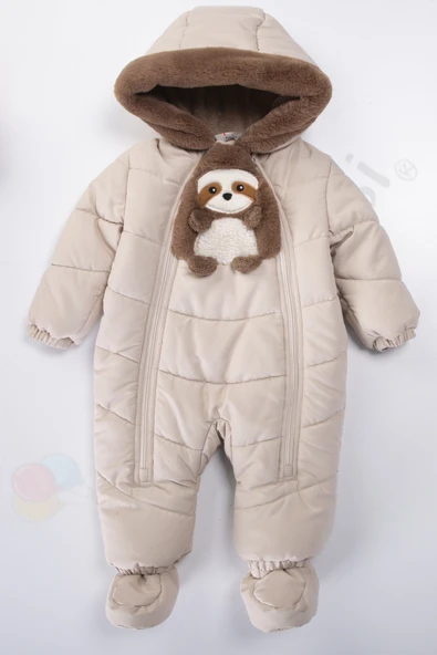 Panda İçi Peluş Patikli Kar Kapüşonlu Kışlık Kız Erkek Bebek Astronot Tulum Kozmonot Mont Çocuk ürün görseli 1