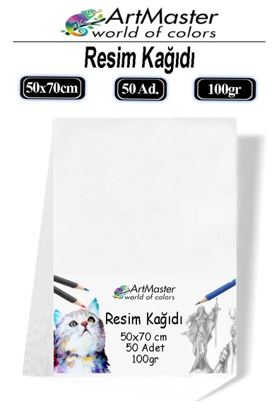 Resim Kağıdı 50X70 50 Li Paket 100 gr 1 Paket 50*70 Resim Kartonu Kuru Boya Pastel Boya Guaj Boya Sulu Boya Resim Sanat ürün görseli 1