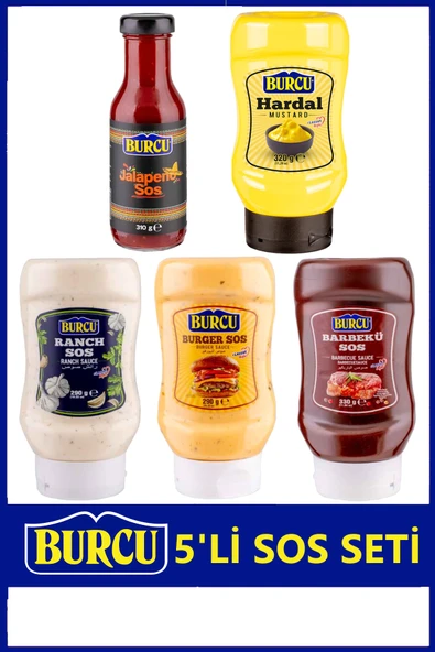 Burcu 5'li Sos Paketi (Ranch, Jalapeno, Burger, Hardal, Barbekü) ürün görseli 1