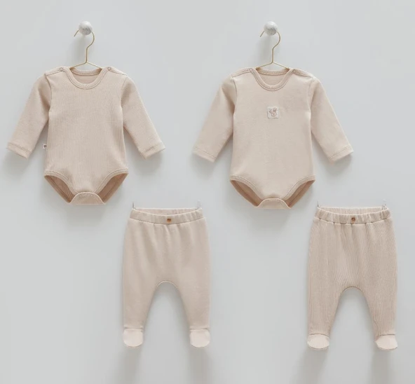 Caramell %100 Pamuk Hello Forest 4'lü Body Pantolon Set CRML.BPE1959 ürün görseli 1