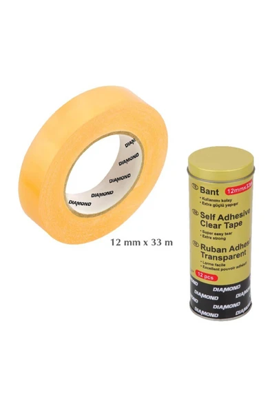 DIAMOND Bant 12 mm x 33 m 12'li Metal Kutu ürün görseli 1