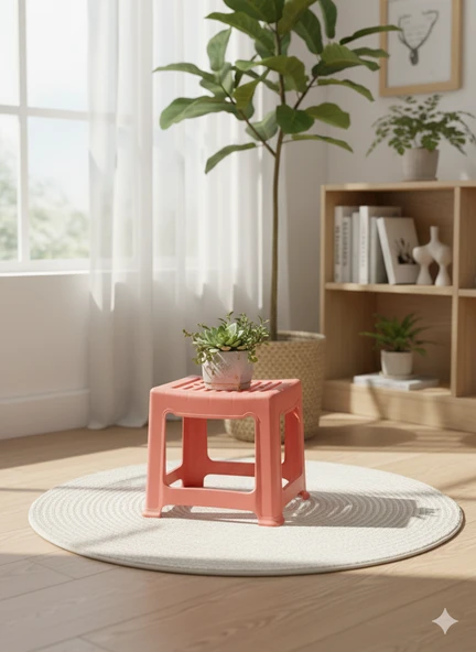Ark Tabure Pembe Renk - Resim 3