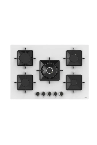 Ferre SS036 Kare Emaye Izg.75 cm  Beyaz Cam Ocak ürün görseli 1