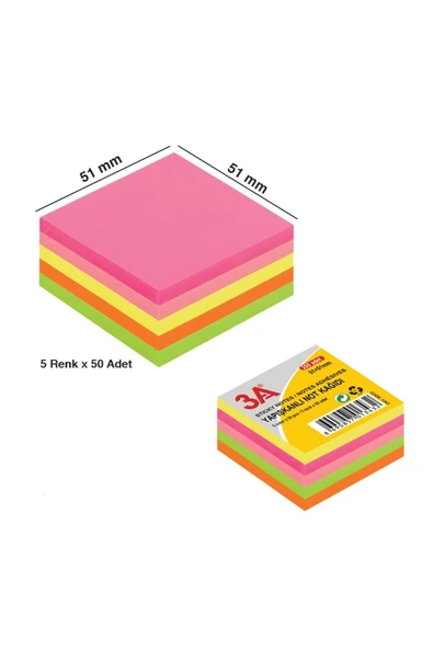 Yapışkanlı Not Kağıdı Küp 51x51 mm 2 Adet ürün görseli 1