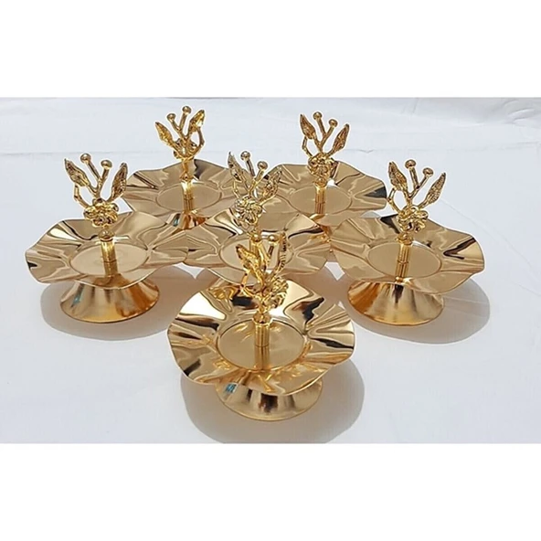 Jindar Life Japongülü Lokumluk,sunumluk, Ikramlık Gold Kahve Yanı 6 Adet ürün görseli 1