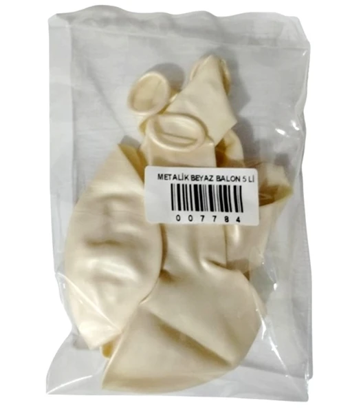 Metalik Beyaz Balon 5 li - 2 paket ürün görseli 1