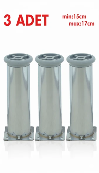 LUDIA Metal Ayarlanabilir 3 Adet Mobilya Ayağı Metal Tablalı 15cm ürün görseli 1