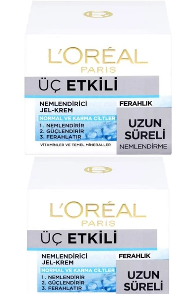 2 adet üç etkili nemlendirici jel krem ferahlık 50 ml - Nemlendirir-Güçlendirir-Ferahlatır ürün görseli 1