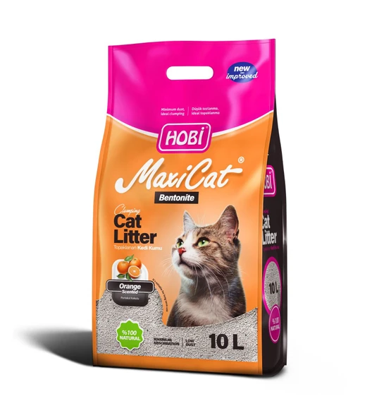 HOBİ Maxicat Portakallı Bentonit Kedi Kumu 10 Litre ürün görseli 1