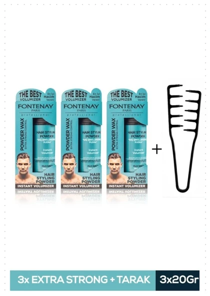 Fontenay Saç Şekillendirici Pudra Toz Wax Matt Effect 20gr X3 + Mucizevi Saç Tarağı 4'lü Set ürün görseli 1