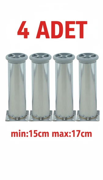LUDIA Metal Ayarlanabilir 4 Adet Mobilya Ayağı Metal Tablalı 15cm ürün görseli 1