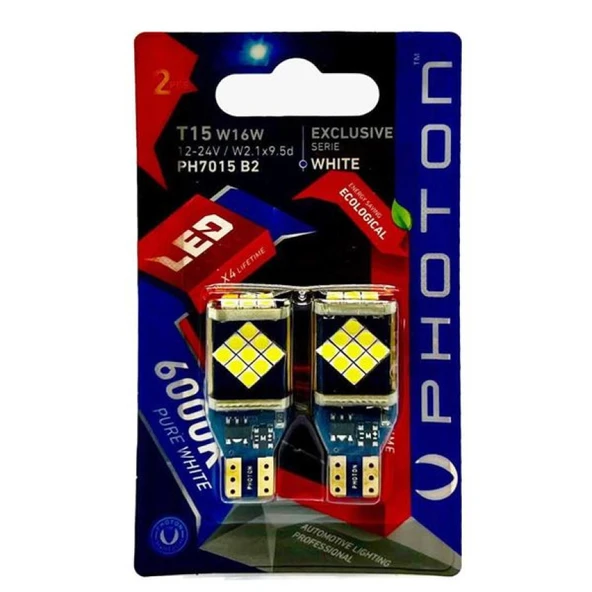 Unıversal T15 W16w 12-24v 24 Led Exclusıve Serie (2'li Blister) - Photon Ph7015 B2 ürün görseli 1