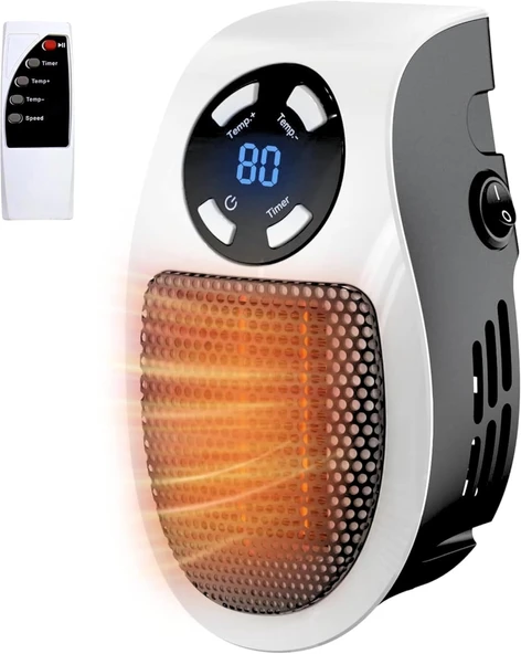 KİWİ Elektrikli Isıtıcı Fan, 450W Güçlü Isıtma, LED Ekranlı ve Uzaktan Kumandalı