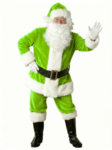 Açık Yeşil Noel Baba Kostümü Yetişkin ürün görseli 1