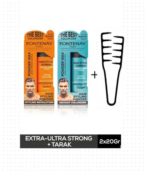 FONTENAY Saç Pudra Toz Wax Matt Effect ve Ultra Strong 20gr + Mucizevi Şekil Tarak 3'LÜ SET ürün görseli 1