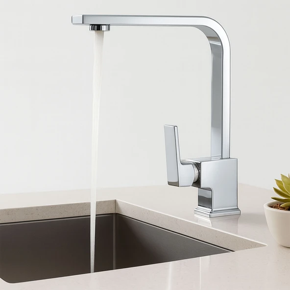 Modern Tasarım Krom Lavabo Bataryası Paslanmaz Pirinç Malzeme Uzun Ömürlü Banyo Bataryası ürün görseli 1