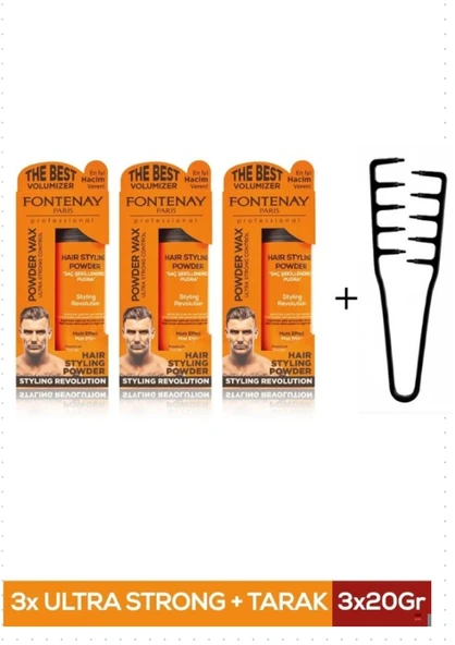 Fontenay Saç Şekillendirici Pudra Toz Wax Ultra Strong 20gr X3 + Mucizevi Saç Tarağı 4'lü Set ürün görseli 1