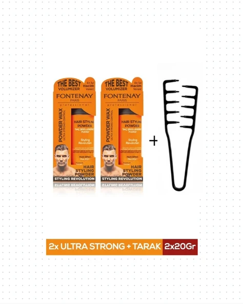 Fontenay Saç Şekillendirici Pudra Toz Wax Ultra Strong 20gr X2 + Mucizevi Saç Tarağı 3'lü Set ürün görseli 1