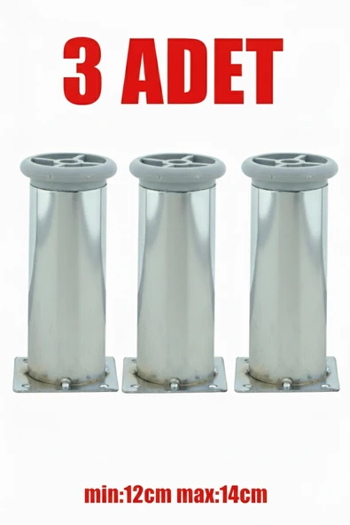 LUDIA Metal Ayarlanabilir 3 Adet Mobilya Ayağı Metal Tablalı 12cm ürün görseli 1