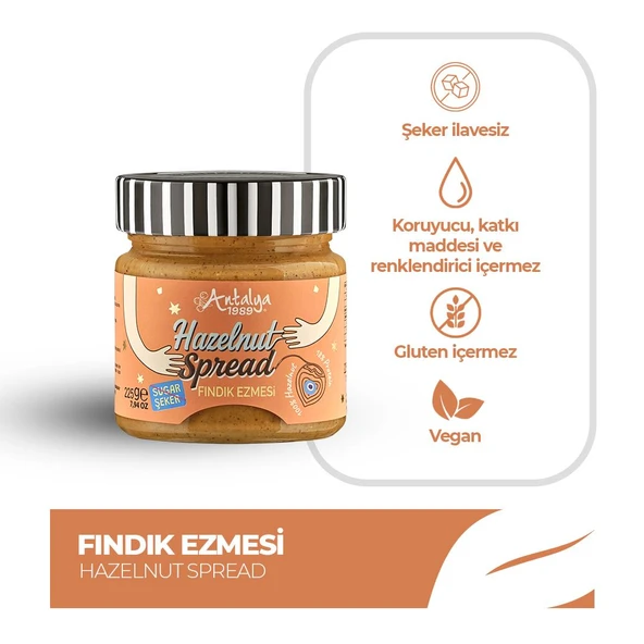 Antalya Reçelcisi 225g Fındık Ezmesi | Gerçek ve Yoğun Tat ürün görseli 1