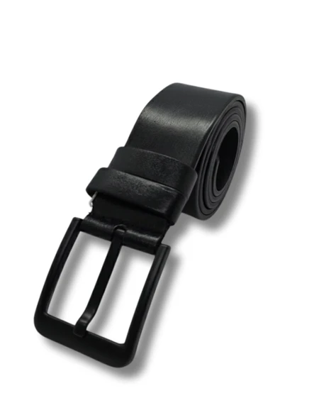 Hakiki Deri Premium Erkek Kemer, Siyah Manda Derisi, 4.5 cm Genişlik, Çelik Toka, Klasik Tasarım Tarz6ZBW5SH ürün görseli 1