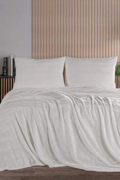 ZEBRACASA Cozy Tek Kişilik Krem Battaniye Takımı ürün görseli 1