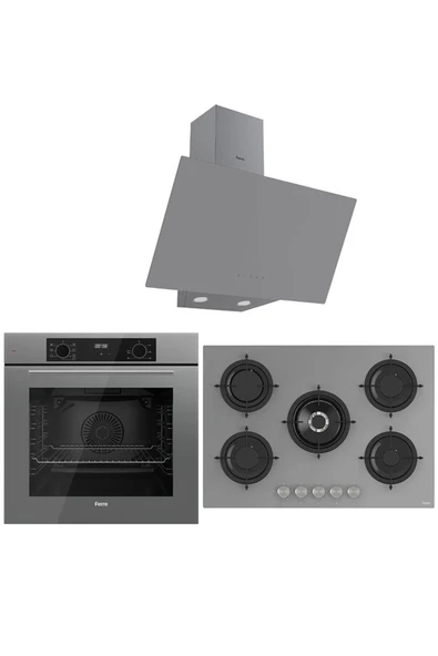 Ferre ICON PLUS 75 SERİSİ 3LÜ CAM ANKASTRE SET (QBL63CPR-RS038-D079) ürün görseli 1