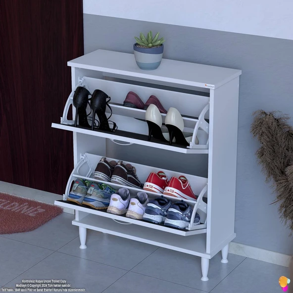 Modilayn UMAY Kapı Önü 72 x 90 x 25,5 cm’ lik 2 Düşer Kapak 4 Göz Bölmeli Ayakkabılık ürün görseli 1