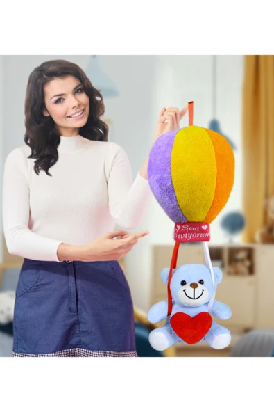 Pababo Harika Peluş Rengarenk Uçan Balonlu Ayıcık (%100) Yerli ürün görseli 1